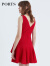PORTS宝姿  新款女装商场同款无袖优雅层叠修身红色连衣裙 SN8D057HFD011 烈焰红 10
