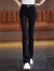 皮尔卡丹弹力微喇牛仔裤女2024春夏季新款黑色修身高腰马蹄裤复古显瘦喇叭 黑色 XL116-125斤