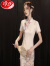 浪莎（LangSha）旗袍2024年新款少女小个子改良版年轻连衣裙高端气质中长款春夏季 B717粉色 S