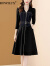 ROWILUX奢侈 品高端连衣裙女秋季2024新款时尚设计感拼接牛仔假两件裙子 黑色 S