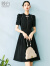 晚白2024年夏季时尚优雅小个子短款改良旗袍新中式国风气质纯色连衣裙 黑色 XL