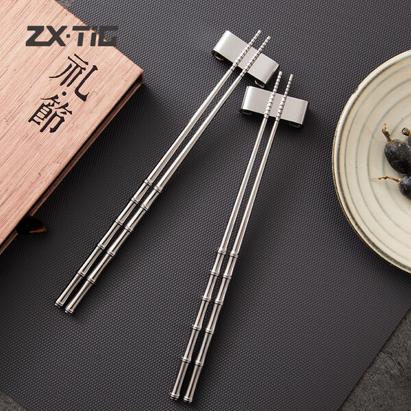 庄信钛品筷子礼盒纯钛防滑便携餐具钛金属筷耐腐蚀家用钛筷子家庭装