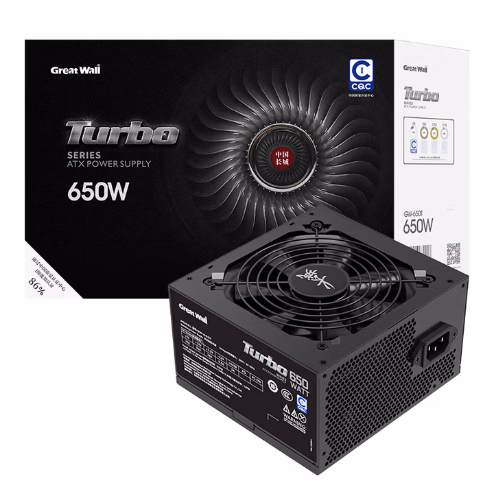 长城（Great Wall）额定650W Turbo650直出线电源（ATX3.0标准/CQCⅠ级铜牌级能效/单路12V/温控风扇）