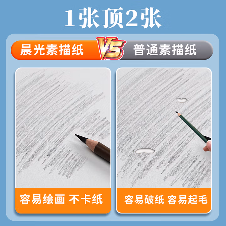 晨光文具8K/110g素描纸绘画纸素描本  美术写生临摹学生初学速写铅画纸8开2