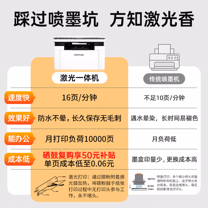 奔图M1 lite侧面展示