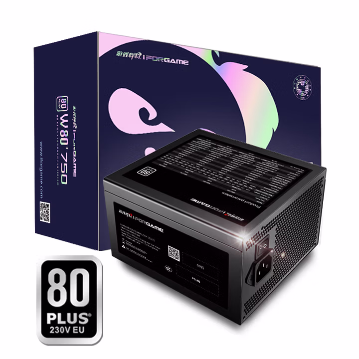 游戏悍将（IFORGAME）W80+750 额定750W台式电脑电源（80PLUS白牌认证/主动式PFC/压纹线）