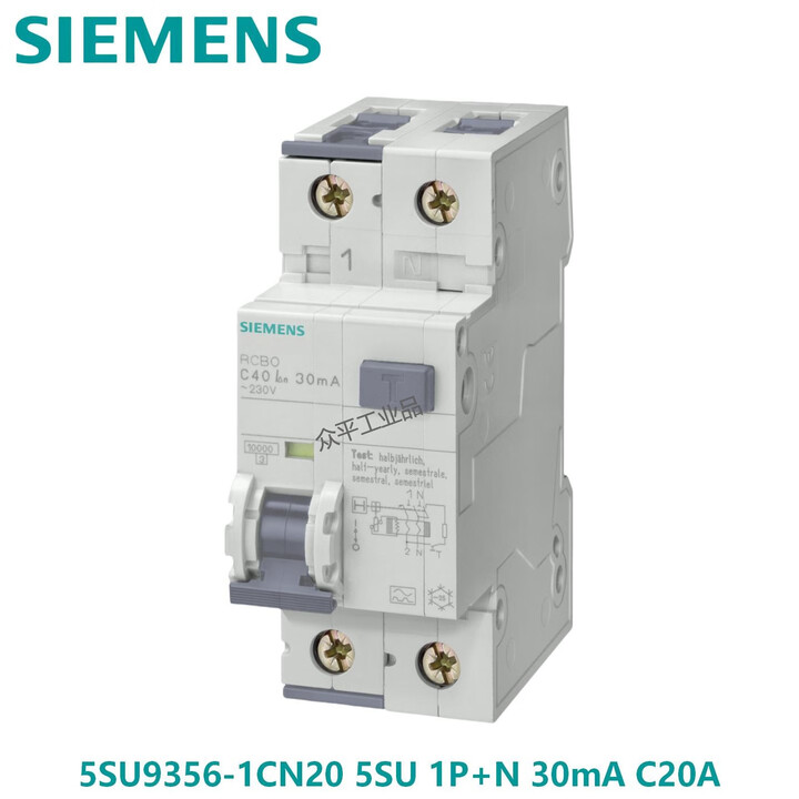 西门子 漏电保护开关 5SU9356-1CN20 AC 30MA 1P+N 6K