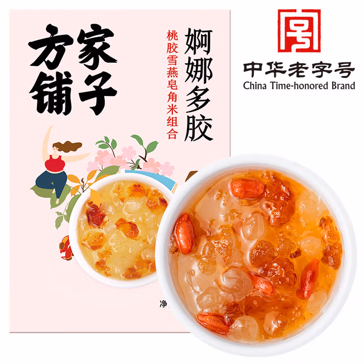方家铺子 婀娜多胶200g 桃胶雪燕皂角米组合（独立小袋20g*10）