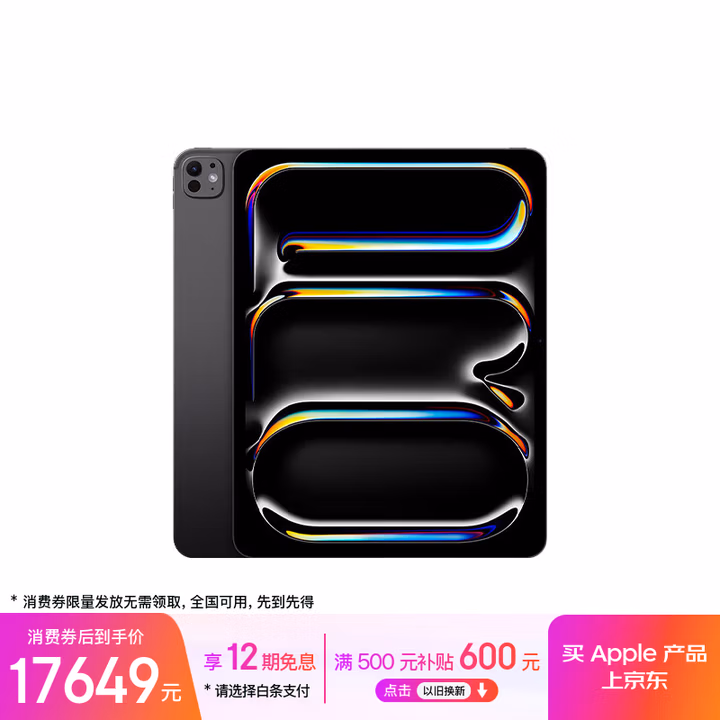 Apple/苹果 iPad Pro 11英寸 M4芯片 2024年新款平板电脑(2TB eSIM版/标准玻璃/MVWG3CH/A)深空黑色