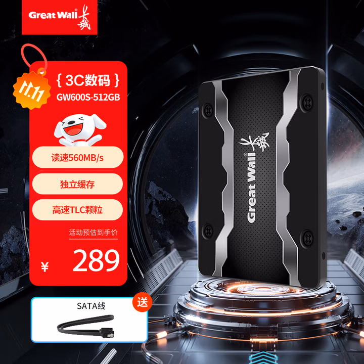 长城（Great Wall）512GB SSD固态硬盘 SATA3.0接口高速读写独立缓存 GW600S系列 读速560MB/S