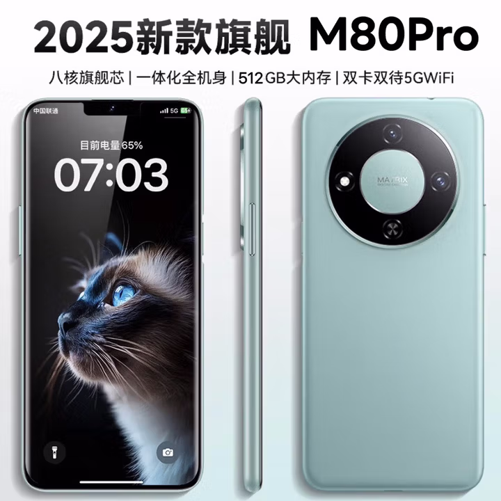 朵恋全新未拆封M80Pro全网通5G旗舰骁龙双卡120帧智能手机6.8英寸屏 川青色【6.8英寸M80全网通5G】 12G运行+512G内存 官方标配【手机全套】