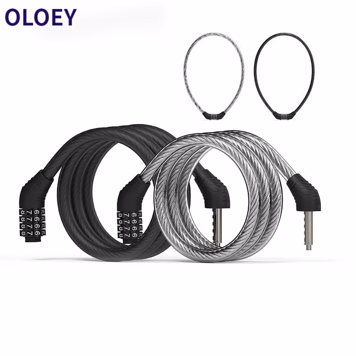 OLOEY可改密码四码山地车自行车单车锁条形钢丝密码锁钢缆锁 1B-150cm 