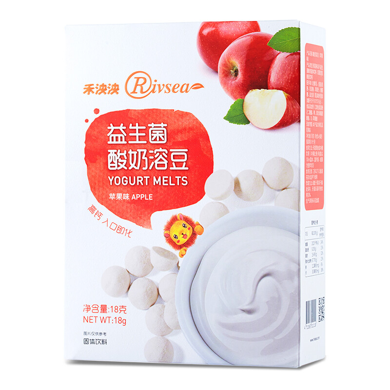 禾泱泱(rivsea)溶豆苹果味益生菌酸奶溶豆豆18g 高钙水果溶豆宝宝零食