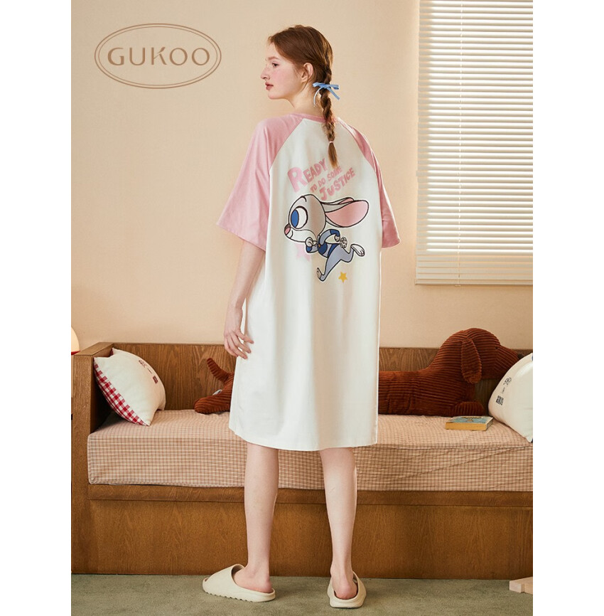 GUKOO 果壳 迪士尼联名系列 女士纯棉短袖睡裙 6款