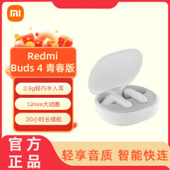 小米（MI）Redmi Buds 4 青春版 真无线蓝牙耳机 半入耳舒适佩戴 小米华为苹果手机通用 小米蓝牙耳机 Buds 4青春版  晴雪白