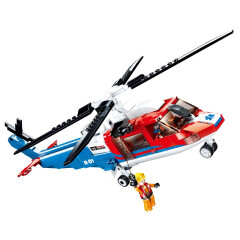 快乐小鲁班积木拼装海上紧急救援消防直升飞机模型玩具6-12岁男孩生日礼物 海上救援直升飞机积木