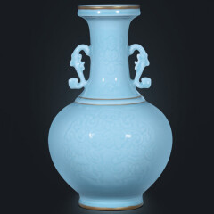奋行景德镇陶瓷器花瓶摆件仿清粉青釉八宝纹双耳赏瓶家居装饰品