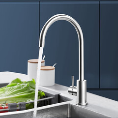 普乐美（primy）厨房冷热水龙头水槽洗菜盆防溅龙头304不锈钢洗碗盆万向出水管 厨房龙头-冷热水