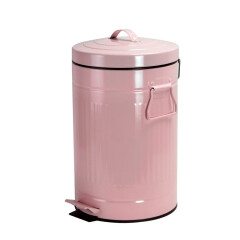 ihouse12升邮筒型垃圾桶家用卫生间脚踏式罗马纹卫生桶清洁工具 粉红色 12L