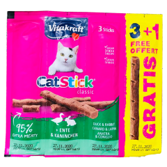 卫塔卡夫（vitakraft）猫条 猫肉条猫零食奖励互动猫肉干4条装 4条装兔肉+鸭肉