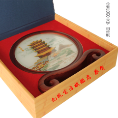 九凤 湖北特色礼品武汉汉绣如意黄鹤楼双面绣刺绣摆件送朋友送外宾