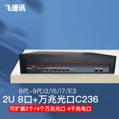 FISUSEN 飞速讯8网口2U万兆软路由C236酷睿千兆光口有线企业级游戏路由器 i3-6100 4G内存+32G硬盘