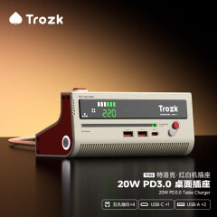 Trozk特洛克朋克电力红白机插座抗电涌多功能宿舍桌面接线板快充插线板USB转换器拖线板 经典红