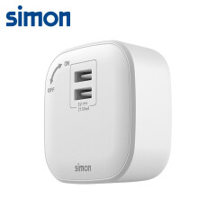 西蒙(simon)开关插座 移动插座轨道插座明装 滑动轨道插座 方形USB电源插座插头双口(白色)MTSE721