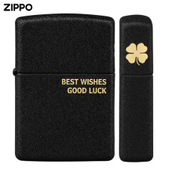 ZIPPOZiPPO打火机煤油之宝原装正版防风236磨砂黑裂漆原装专柜送礼 236幸运四叶草