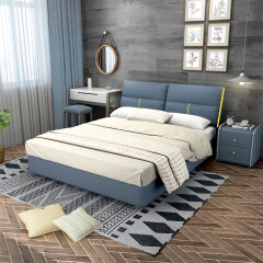 床 布艺床 北欧床可拆洗简约现代小户型齐边床软包床主卧实木储物1.8米双人软床1.5m婚床布床 帝洋 1.5米普通款 床+1个床头柜