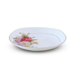 点特欧式高档唐山骨瓷餐具碗碟套装家用陶瓷高脚饭碗汤碗盘子面碗结婚 8英寸方深盘