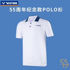 威克多（VICTOR）胜利 羽毛球服短袖polo衫 55周年纪念款 速干透气运动上衣男女款 S-5502/A 漂白 M