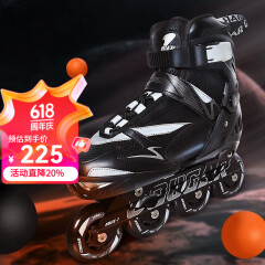 美洲狮（COUGAR）溜冰鞋成人休闲轮滑旱冰鞋可调码直排男女花式滑冰 黑色不闪鞋（车缝软鞋面） XL（40码~43码）