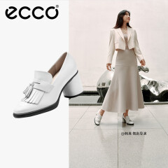 爱步（ECCO）高跟鞋女 24年春夏新款流苏牛皮正装单鞋  雕塑奢华55系列222663 亮白色22266301002 37