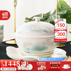华光陶瓷碗套装 抗菌骨瓷餐具 釉中彩碗碟套装家用中式 春江水暖 春江水暖 46头礼盒装【抗菌瓷】