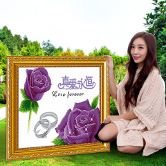 老街缘真爱永恒结婚2025新款自己绣手工十字绣套件线绣客厅简约现代玄关 紫色 【中格-3股棉线绣】65*50厘米