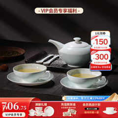 华光国瓷 华青瓷功夫茶具套装 茶壶茶杯咖啡杯碟带勺 冰心玉壶