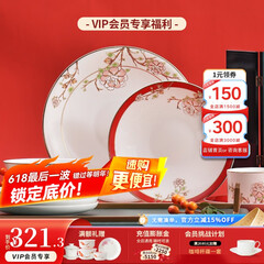 华光国瓷 骨瓷餐具碗碟套装 中国风餐具碗盘碟勺 一人食多人餐具 锦色 锦色 12头餐具