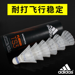 ADIDASAdidas阿迪达斯羽毛球尼龙塑料胶球训练球打不烂耐打王6只装练习  FLIEGER TS3 白色中速