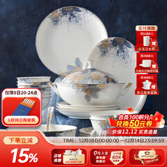 华光国瓷 碗碟套装 骨瓷餐具碗盘碟 欧式家用陶瓷餐具 梦幻卡布里 梦幻卡布里 32头