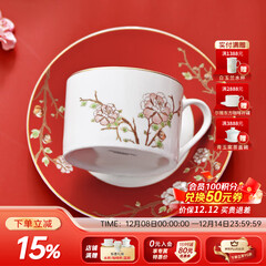华光国瓷 骨瓷咖啡杯碟套装 故宫宫廷风咖啡杯碟 创意送礼礼盒装 锦色