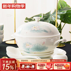 华光陶瓷碗套装 抗菌骨瓷餐具 釉中彩碗碟套装家用中式 春江水暖 春江水暖 46头礼盒装【抗菌瓷】