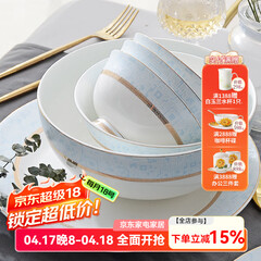 华光骨瓷餐具套装 陶瓷碗套装家用轻奢餐具整套 结婚乔迁礼 圣托里尼 【适用6-8人】 48头