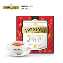 川宁（TWININGS）英国川宁进口红茶/绿茶茶叶茶包 大叶白金系列三角袋泡茶包 金毫英式早餐红茶 3g * 15包