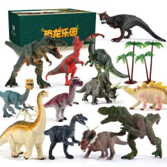 勾勾手 恐龙玩具仿真模型儿童野生动物园男孩玩具霸王龙野生动物12只装