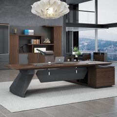 卡鲁森 老板桌简约现代大班台办公室总裁桌时尚钢脚经理桌办公桌椅组合 经理桌2.0米