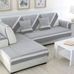 舜馨 沙发垫棉麻四季通用布艺沙发垫套装组合沙发垫坐垫可定制 深灰 110*110cm 一条