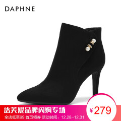 Daphne\/达芙妮官方旗舰店女靴圆头绑带粗跟女