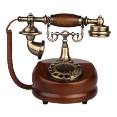 金顺迪920 复古电话机仿古电话 欧式实木金属办公家用客厅家用座机 旋转款(接电话线)