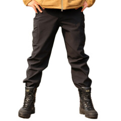 无贼（WZJP） 登山裤秋冬鲨鱼皮软壳冲锋裤男女款户外长裤保暖防风 黑色 XL